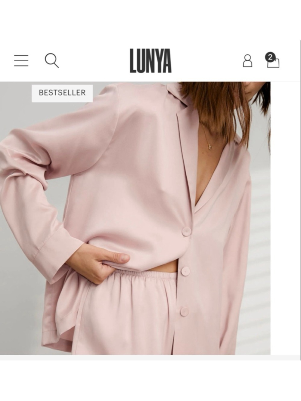 New Lunya Silk Top Long Sleeve in Pink, Size XS
